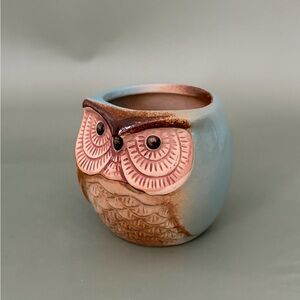 Charming Owl Ceramic Planter - Blue and Brown